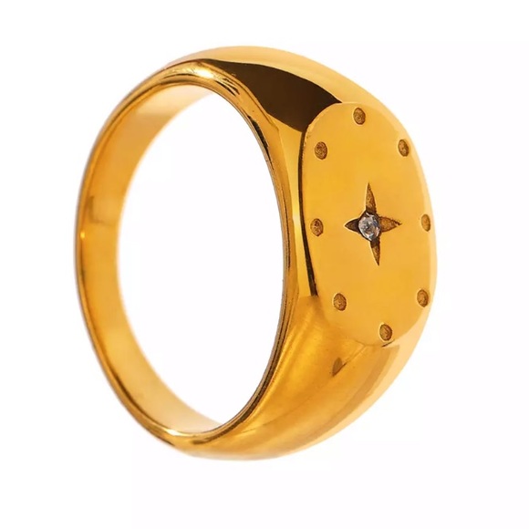 🌟18K gold plated star signet ring - Picture 7 of 8